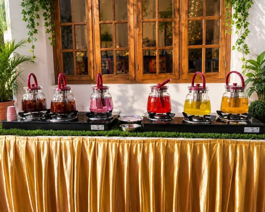 Live tea and beverage counter at a Delicacies event
